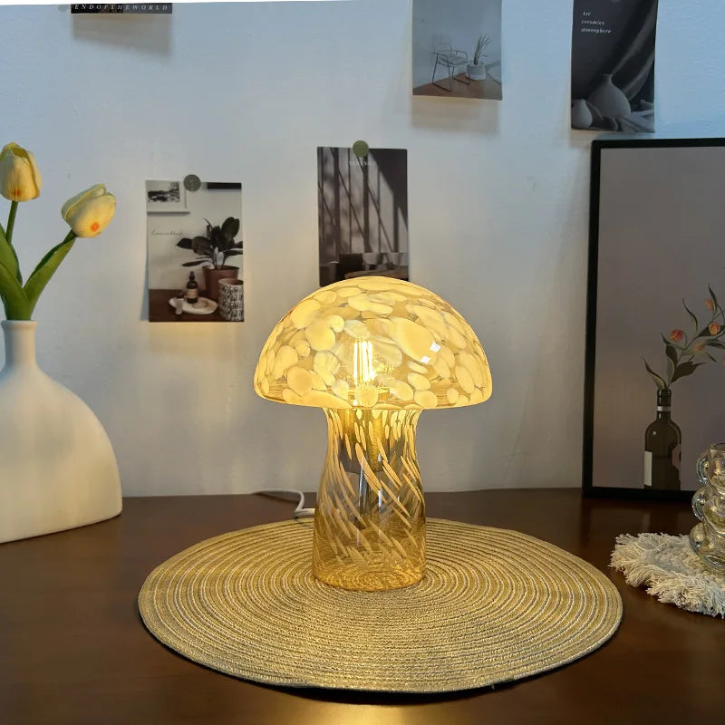 Mushroom Bedside Table Lamp shown as soft ambient home lighting