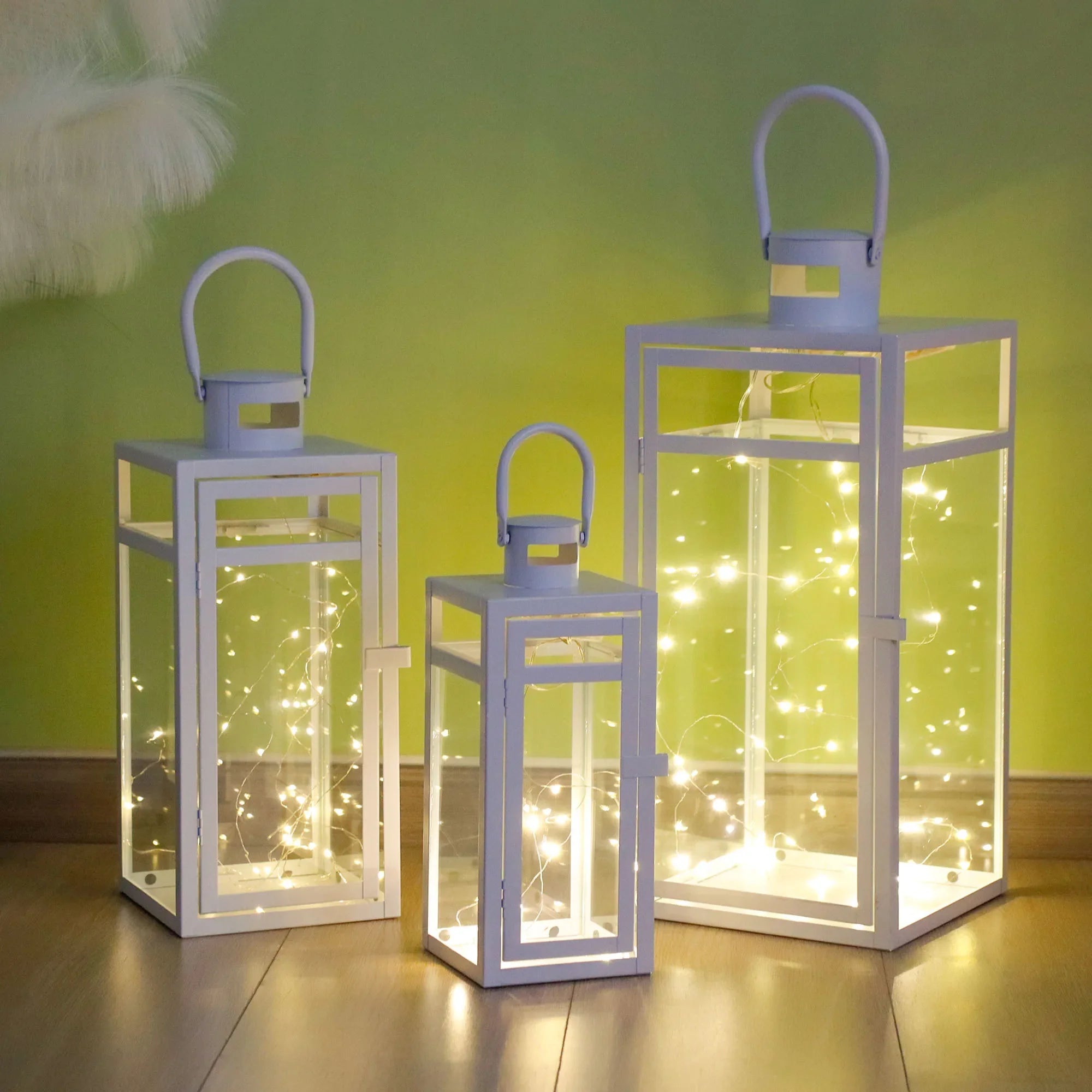 Lantern Candle Decorative Lantern for outdoor garden lighting, in White