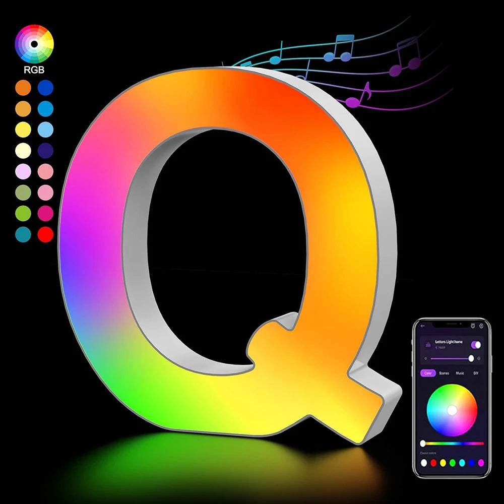 Smart LED Alphabet Letter Lights – App & Voice Controlled RGB Night Light for Bedroom Wall Décor