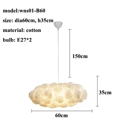 Nordic Cloud Pendant Lamp – Floating Atmosphere Light for Ceiling