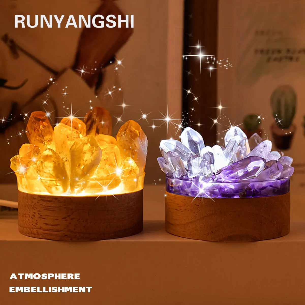 Amethyst Crystal Point LED Lamp – Natural Gemstone Healing Light for Desk & Home Décor