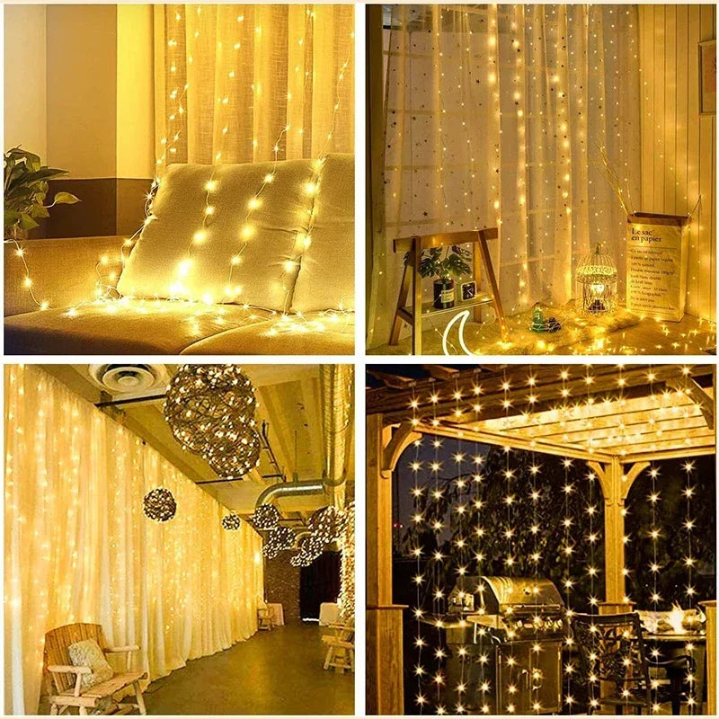 LED Curtain Fairy Lights – 8-Mode USB Holiday Window Garland