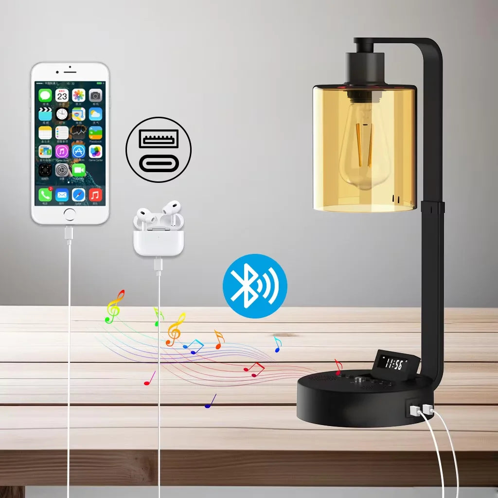 Modern Bedside Lamp with Bluetooth Speaker