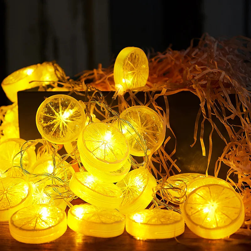 Lemon & Orange Slice LED String Lights – Fruit Garland Battery Fairy Lights