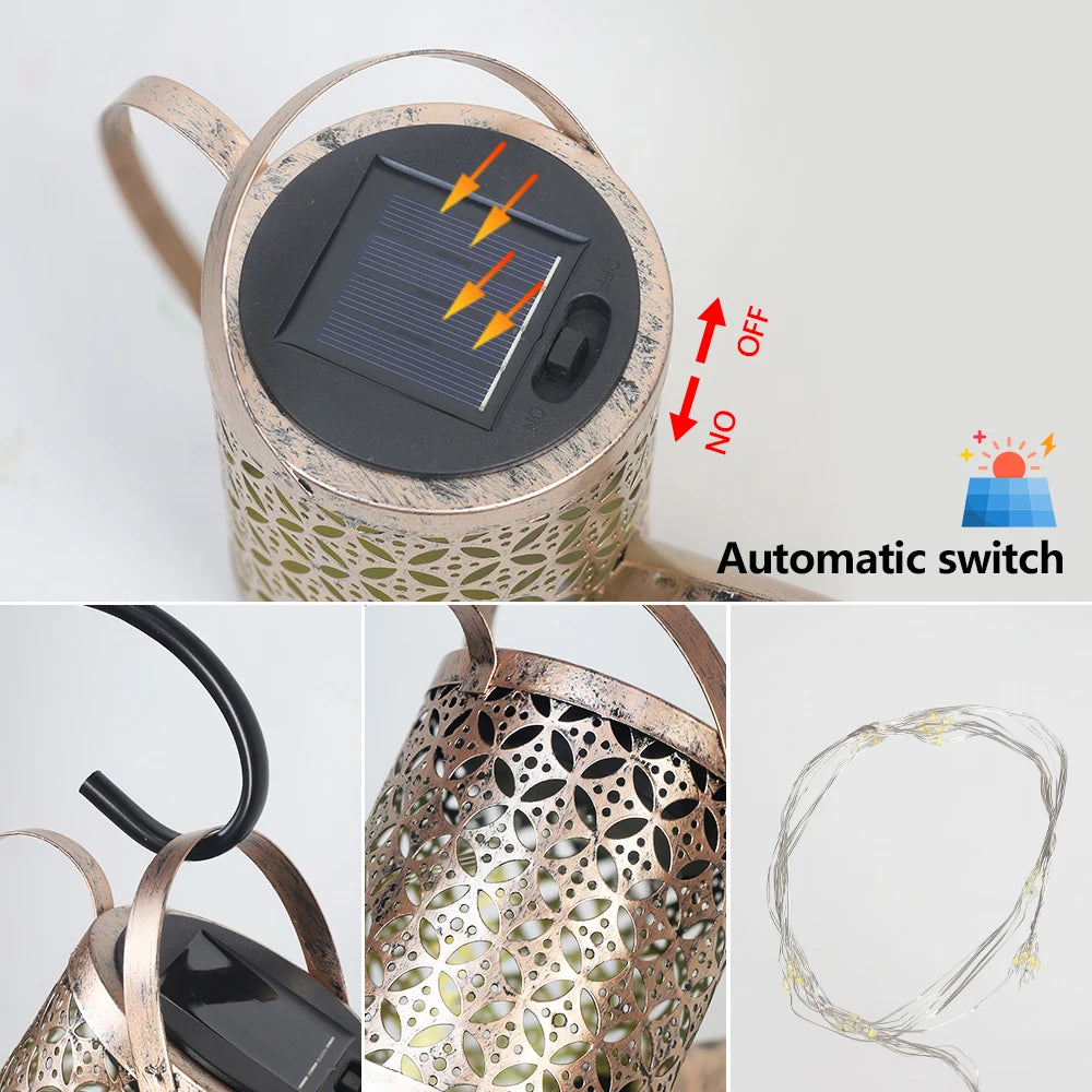 Solar-Powered Watering Can Garden Light
