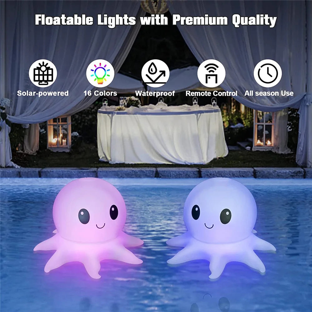 Waterproof RGB Floating Octopus Pool Light