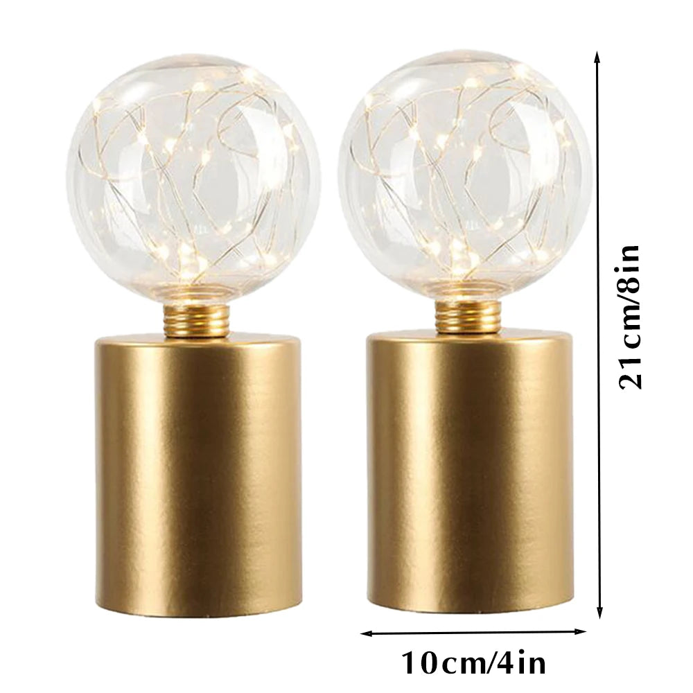Cordless Gold Table Lamps (Set of 2) – Battery Powered Decorative Lights for Living Room & Events