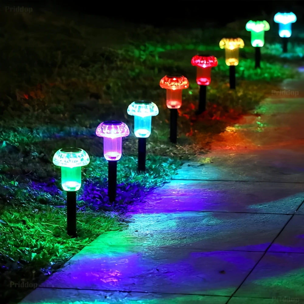 Solar-Powered LED Mushroom Garden Lights – Colorful Outdoor Illumination