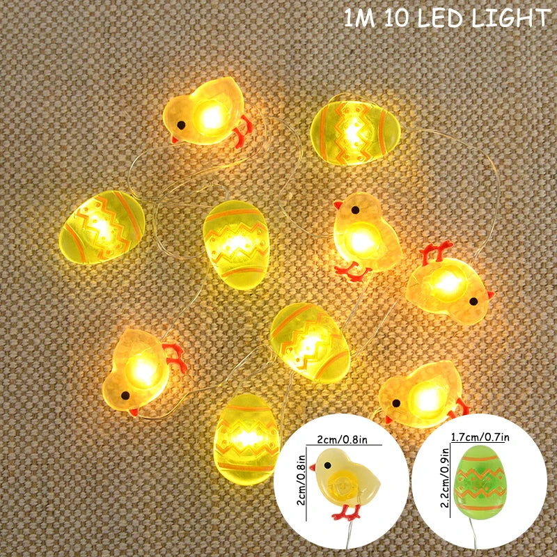 Easter Bunny, Egg & Carrot LED Fairy String Lights