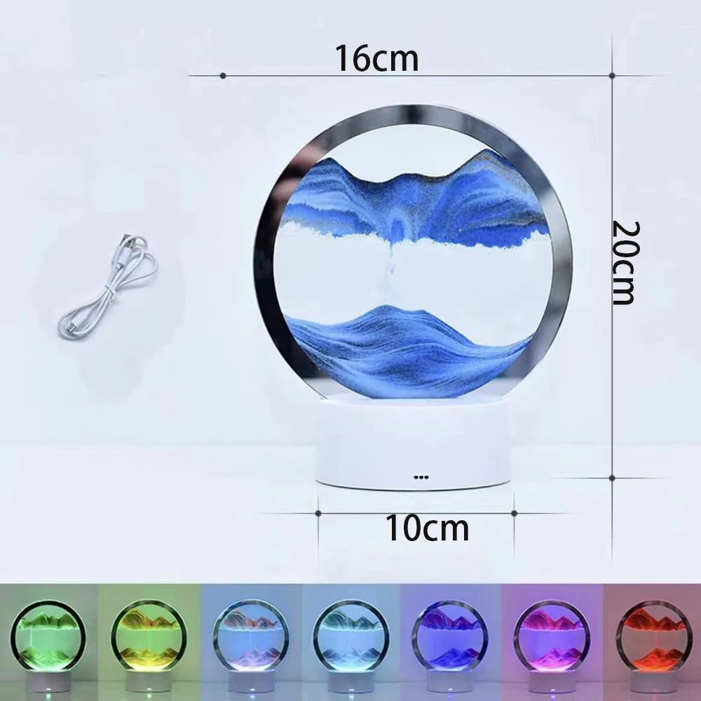 Luminous Quicksand Hourglass Ornament – LED Sand Art Painting for Living Room & Office