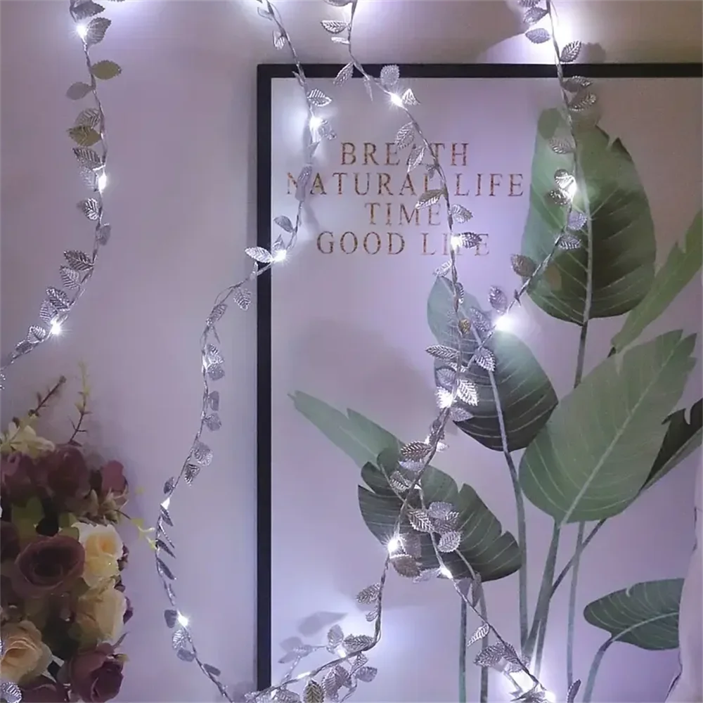 Golden & Silver Leaf Fairy Waterproof Light String