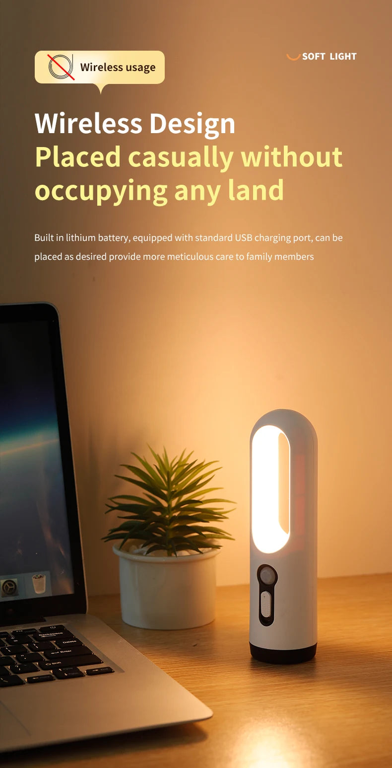 Motion Sensor Multiple Bedside Table Lamp Rechargeable close-up product view, in grainy, white, or black