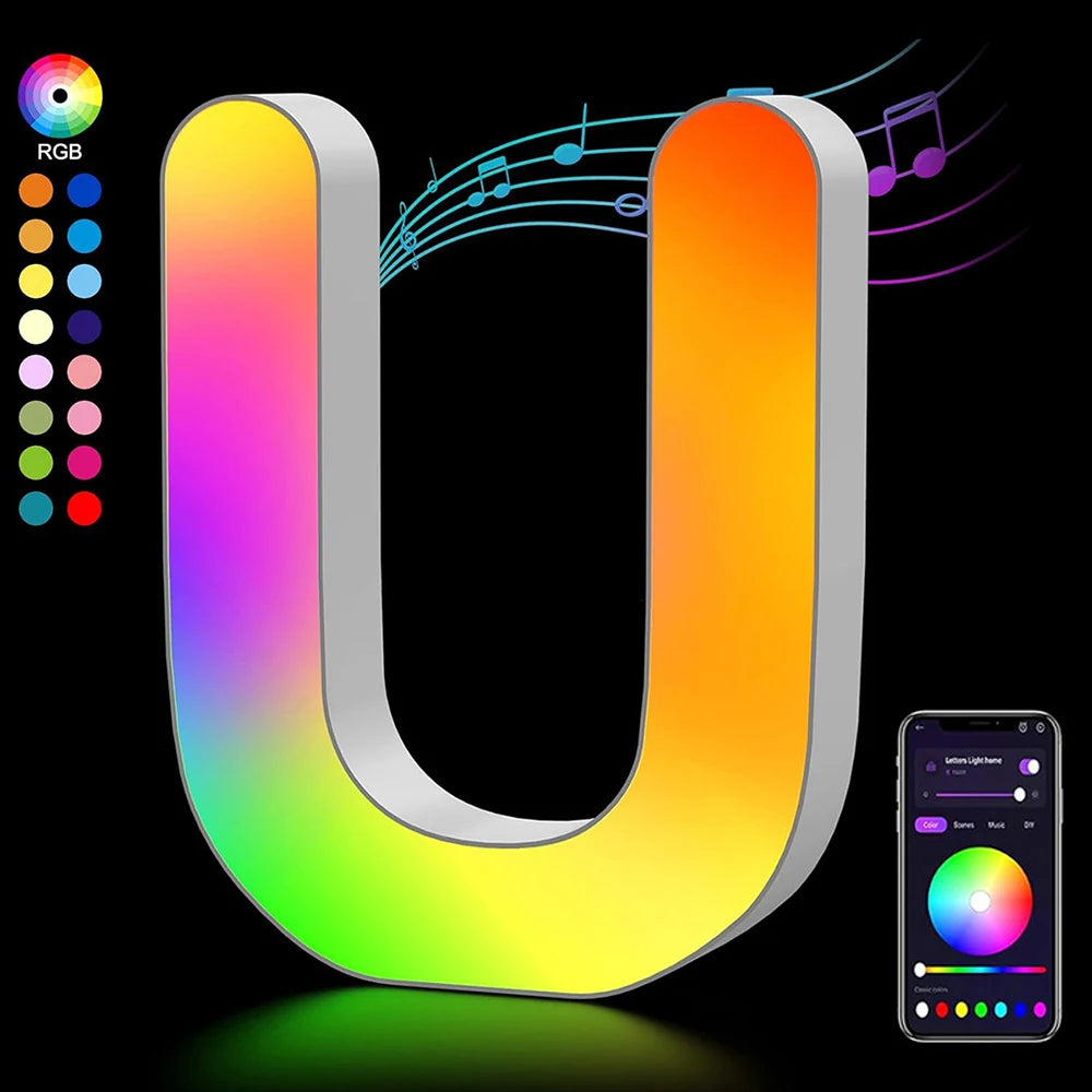 Smart LED Alphabet Letter Lights – App & Voice Controlled RGB Night Light for Bedroom Wall Décor