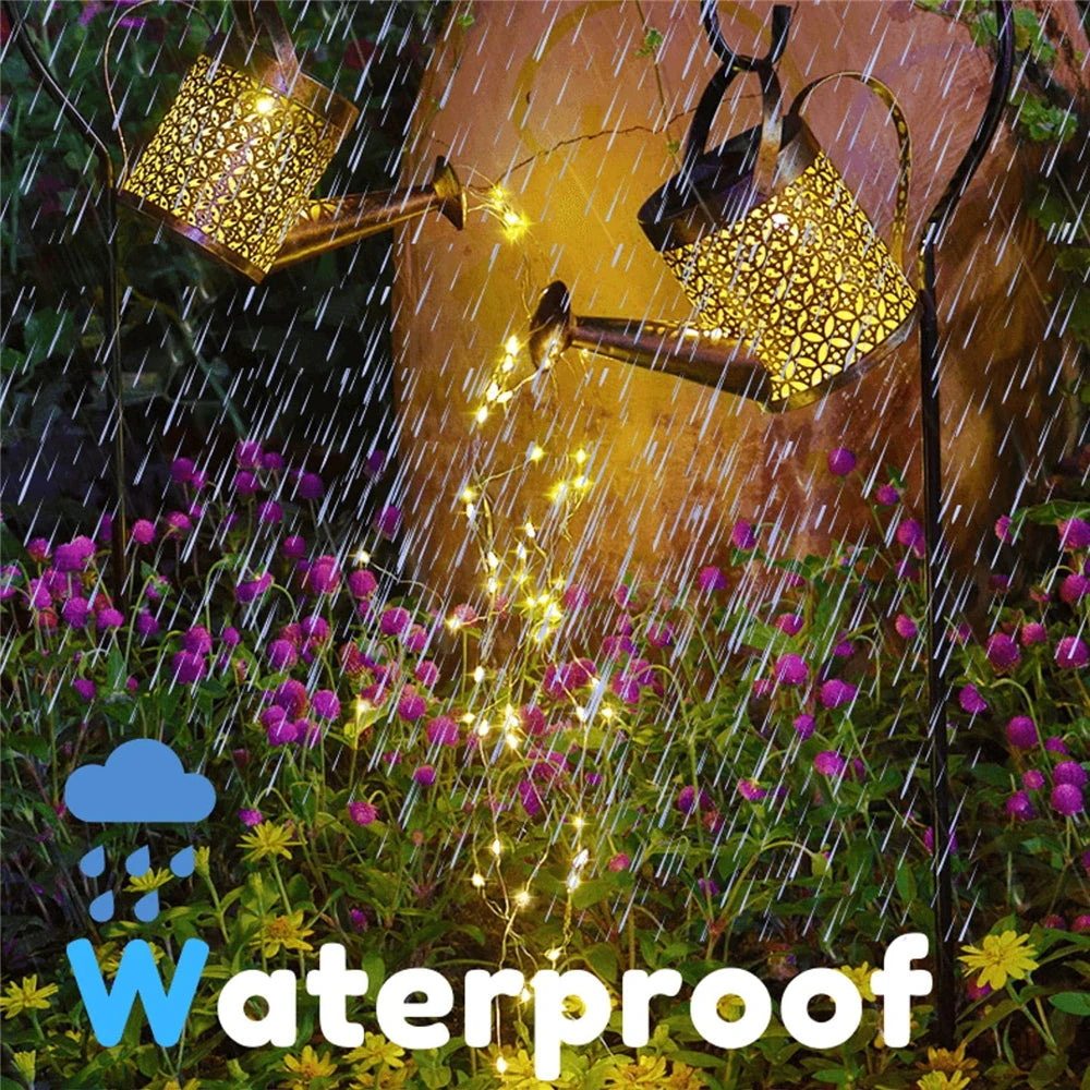 Solar-Powered Watering Can Garden Light