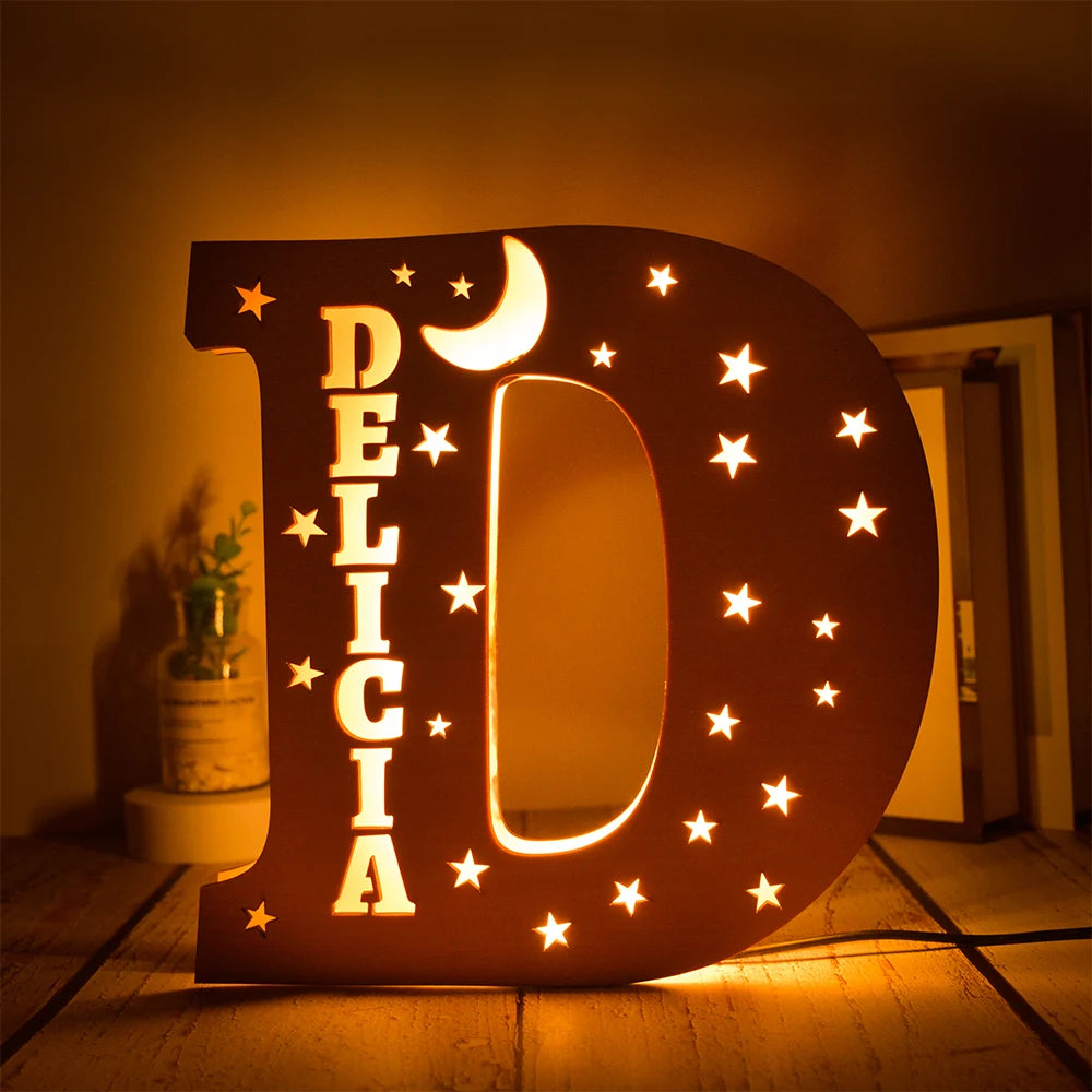 Custom Name LED Night Light – Personalised Star Wall Lamp for Bedroom, Nursery & Gift