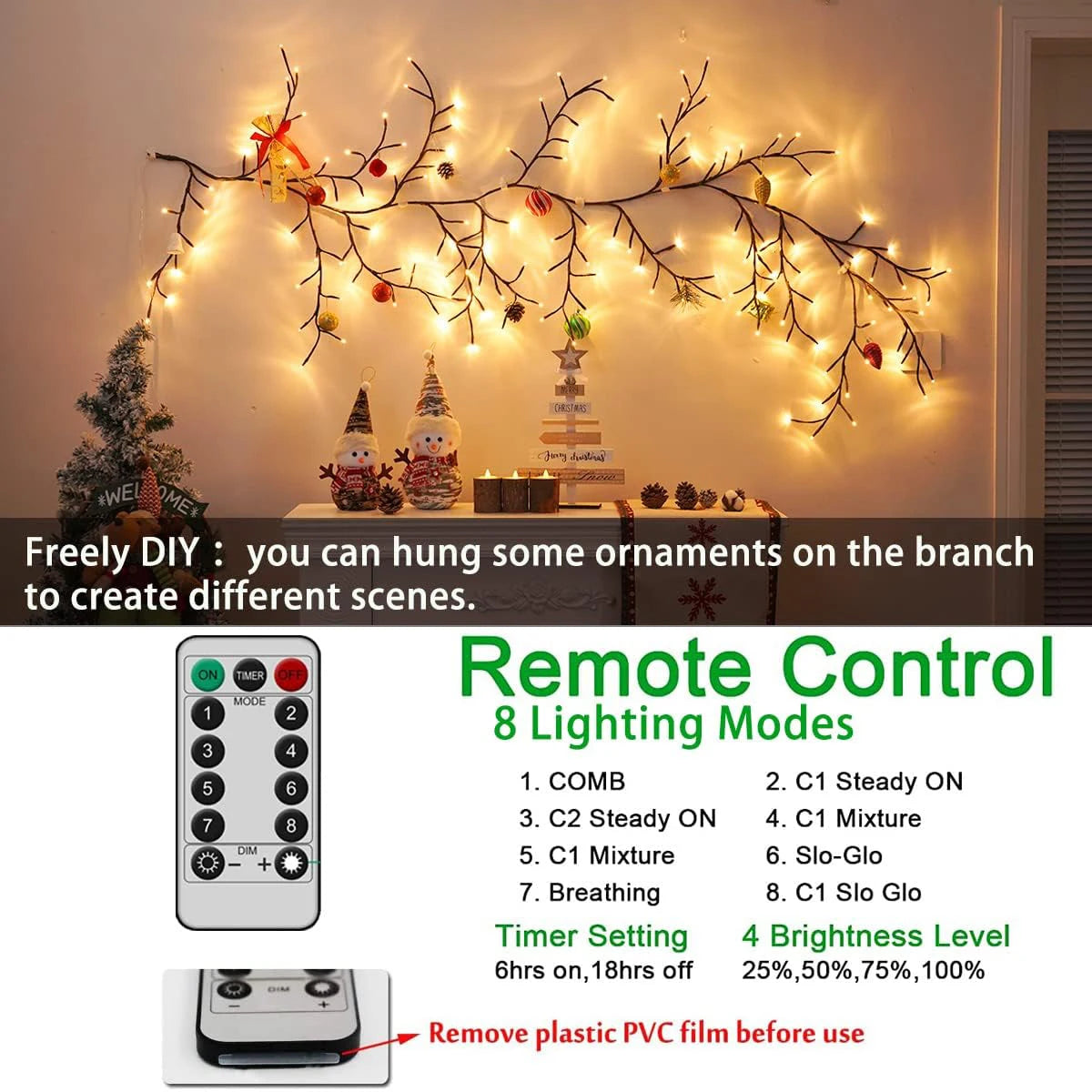 Bendable Willow Vine Lights 72/96 LEDs