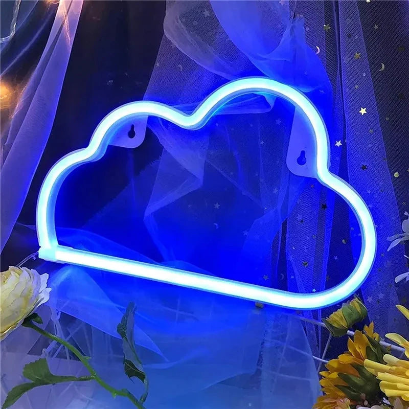 Cloud Neon Wall Light USB shown as soft ambient home lighting