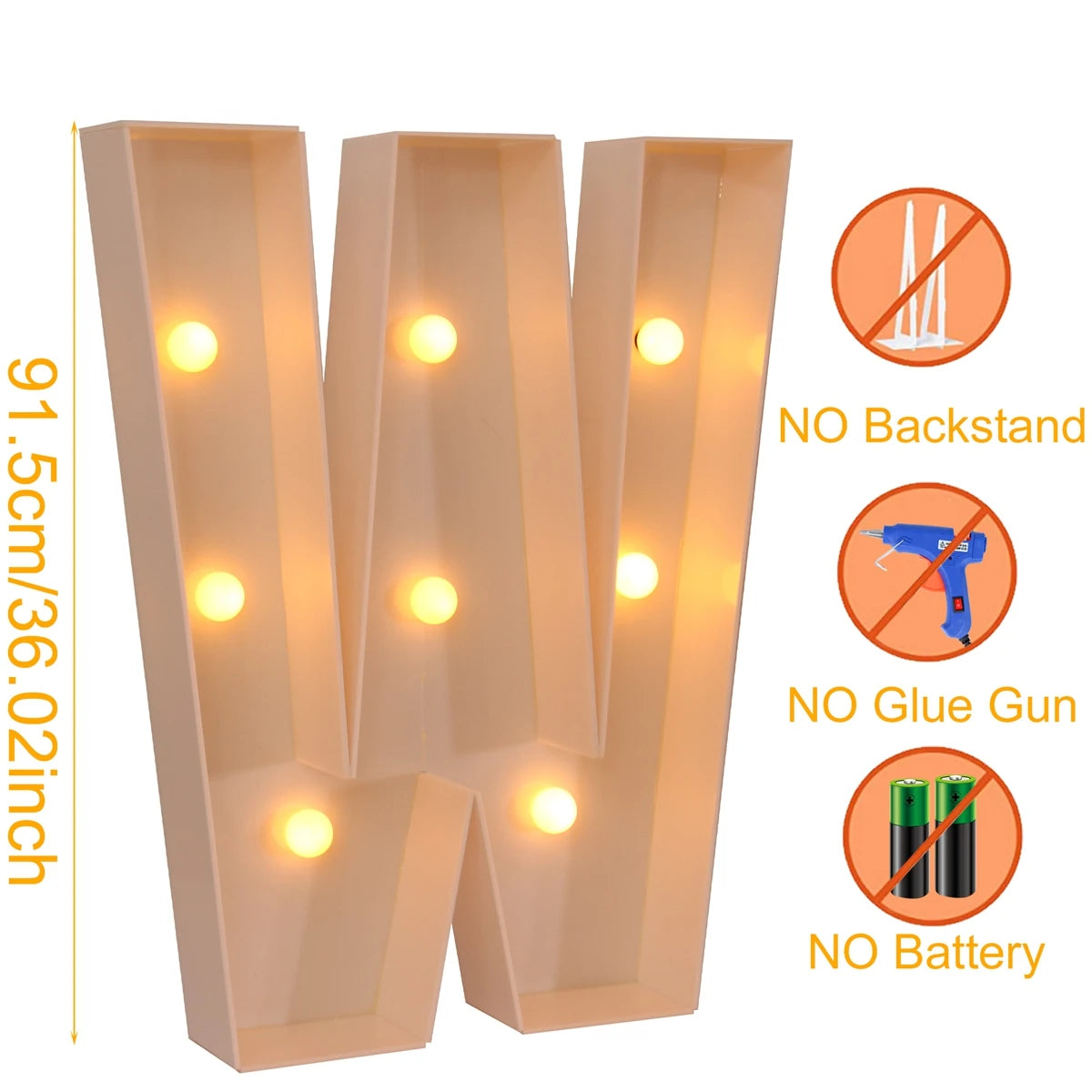 Giant LED Letter Light Frame Box – 91.5cm DIY Name Balloon Filling Box for Parties