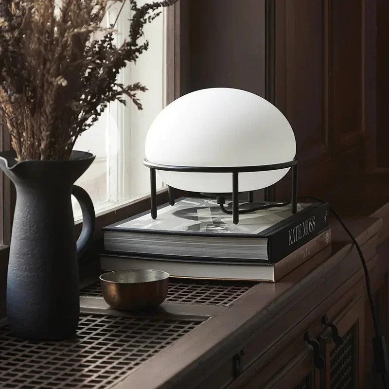 Nordic Glass Ball Desk Lamp – Danish-Style Bedside Table Light for Bedroom & Living Room