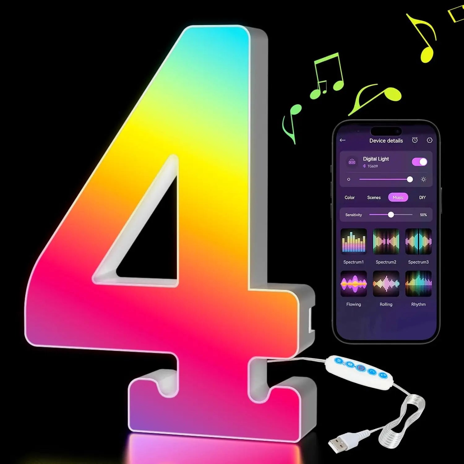 Smart LED Alphabet Letter Lights – App & Voice Controlled RGB Night Light for Bedroom Wall Décor