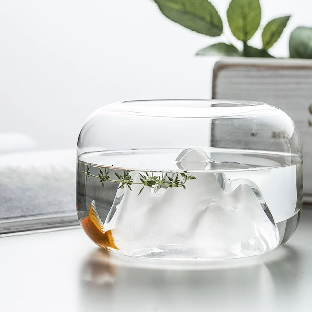 Snow Mountain Aquarium Lamp – Miniature Fishbowl Terrarium with LED Décor