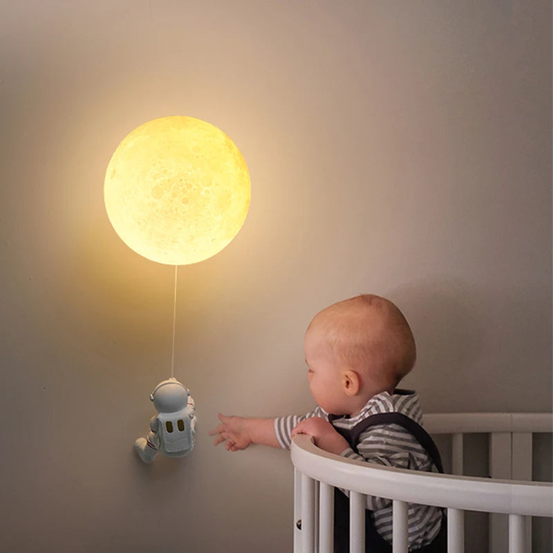 Astronaut Moon LED Wall Lamp - Copper Minimalist Night Light alternate product view