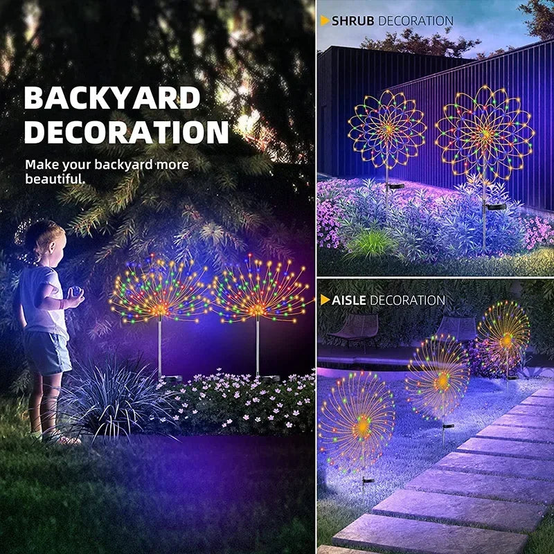 Solar Firework Burst Garden Stake Lights – Outdoor LED Pathway Décor