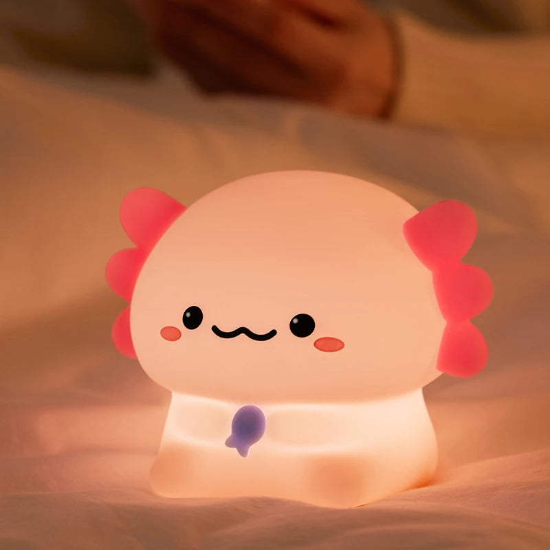 Axolotl Baby Night Light – USB Rechargeable Silicone Touch Kids Sleep Light