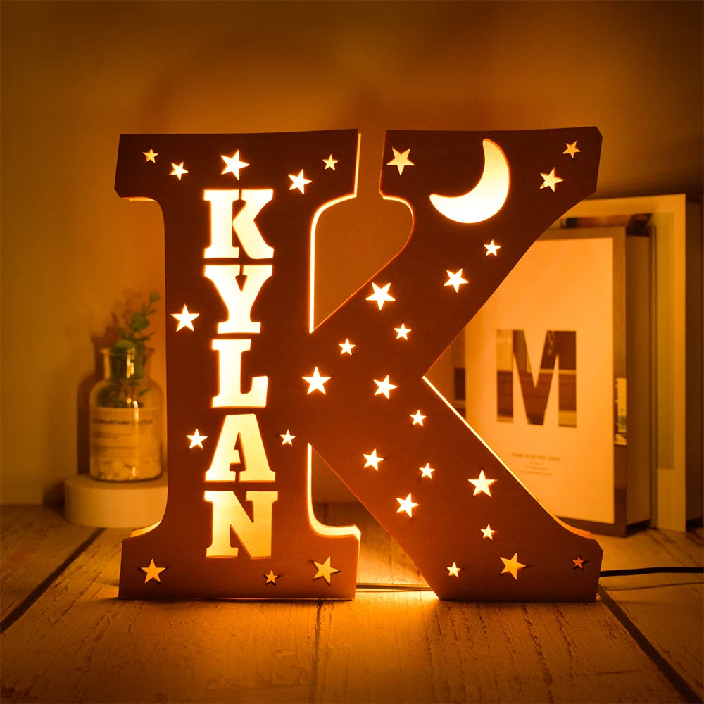 Custom Name LED Night Light – Personalised Star Wall Lamp for Bedroom, Nursery & Gift