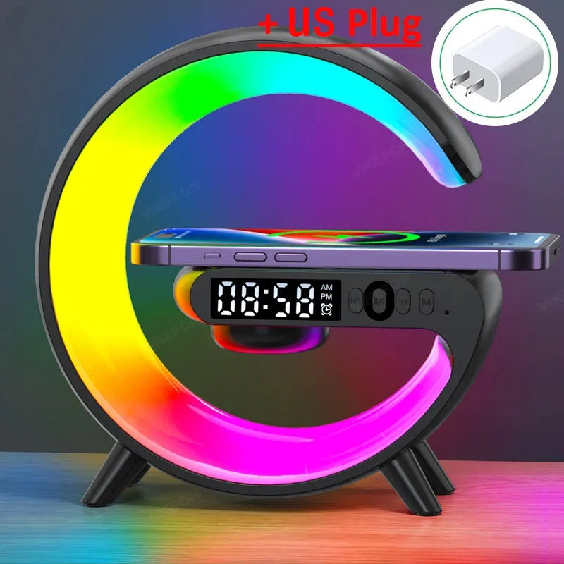 Wireless Charging Alarm Clock Speaker Lamp RGB decorative lighting detail
