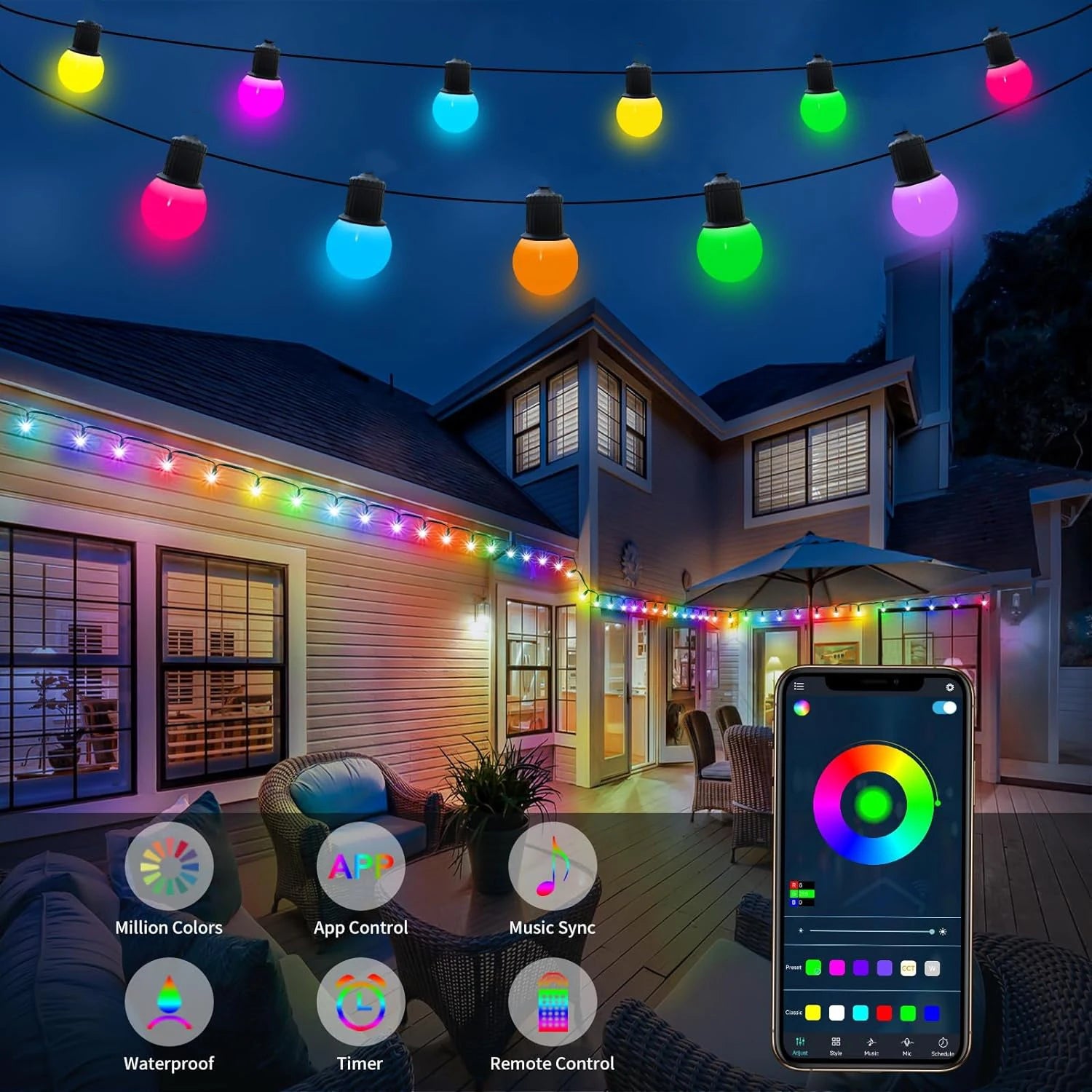 10M G40 Bulb String Lights USB Color-Changing alternate product view