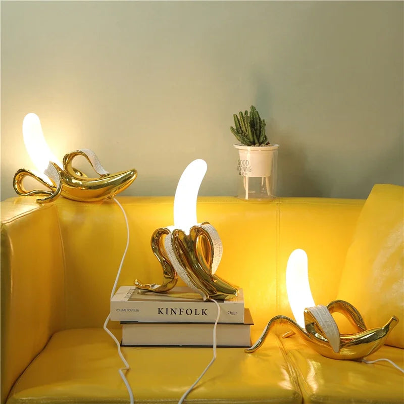 Nordic Modern Banana Led Night Lights Living Room Decoration GlassTable Lamps Bedroom Bedside Desk Lamp Home Decor Light Fixture