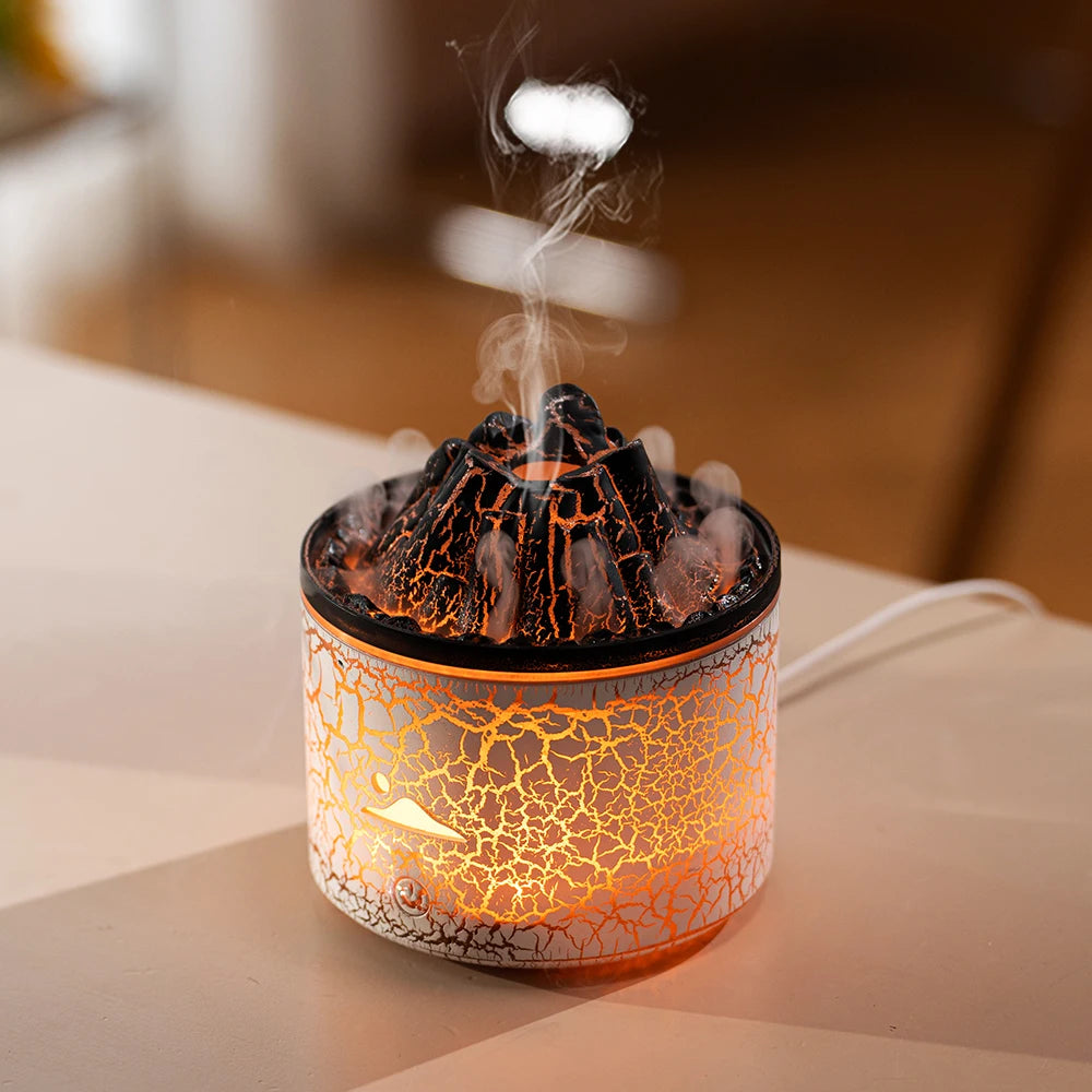 Volcanic Lava Aromatherapy Humidifier Night Light for soft bedroom ambience, in Black or White