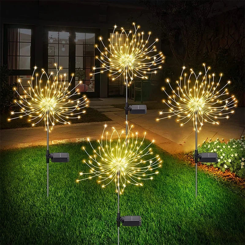 Solar Firework Burst Garden Stake Lights – Outdoor LED Pathway Décor
