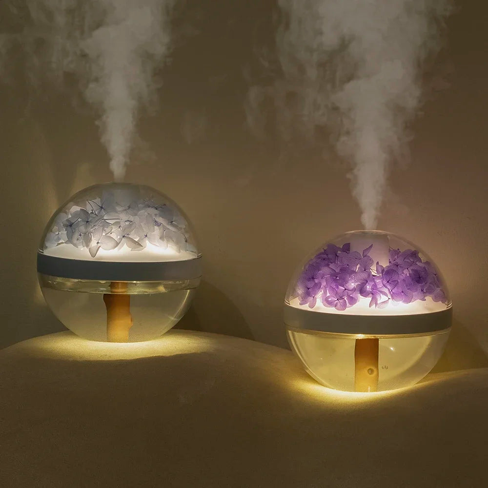 Flower Humidifier Night Light Rechargeable USB shown as soft ambient home lighting