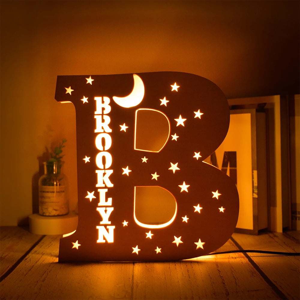 Custom Name LED Night Light – Personalised Star Wall Lamp for Bedroom, Nursery & Gift