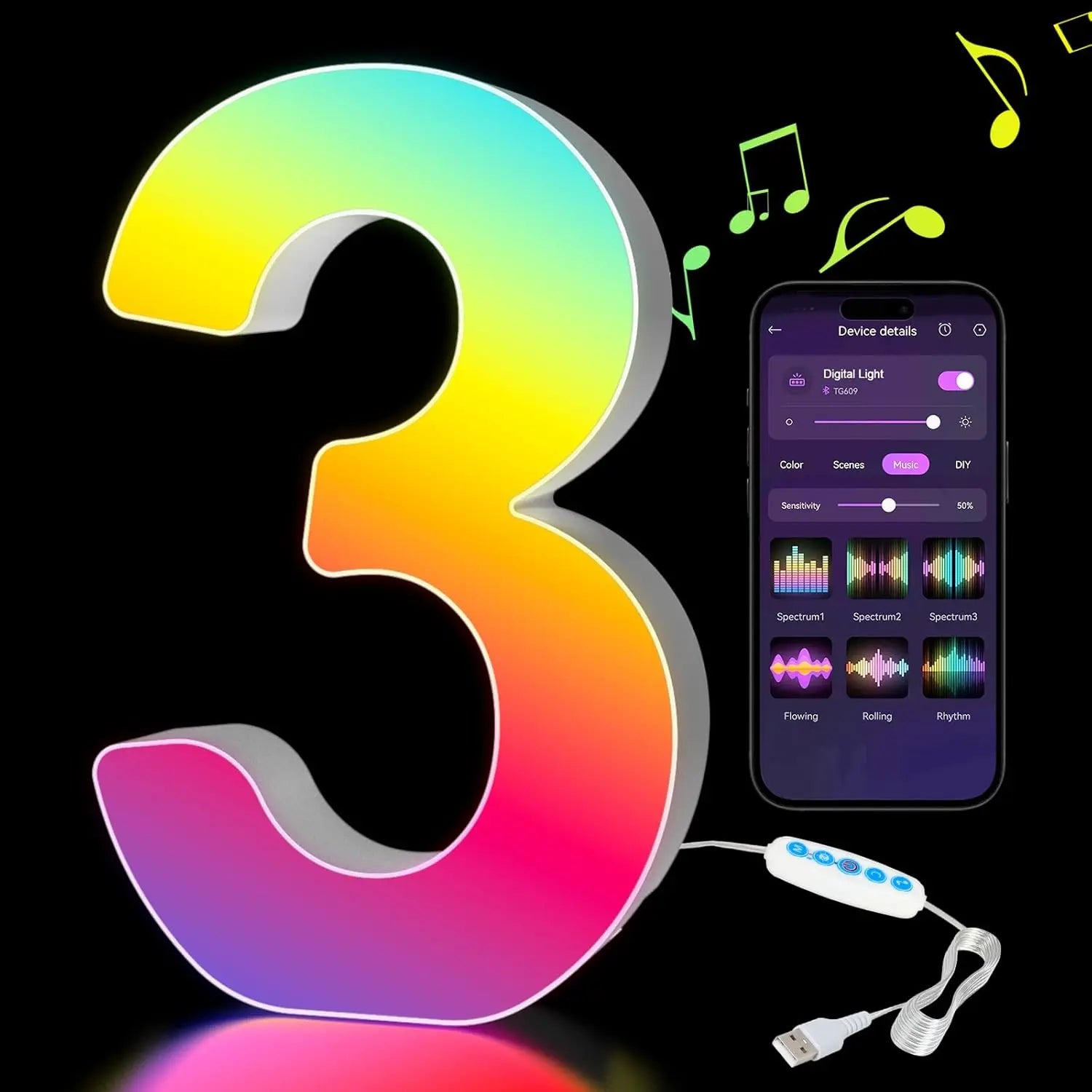 Smart LED Alphabet Letter Lights – App & Voice Controlled RGB Night Light for Bedroom Wall Décor