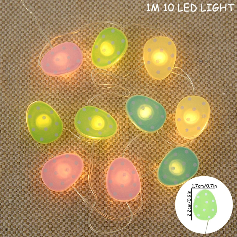 Easter Bunny, Egg & Carrot LED Fairy String Lights