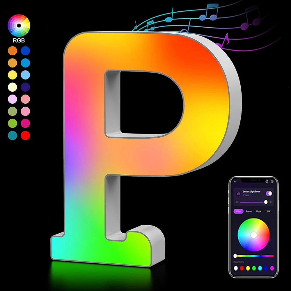 Smart LED Alphabet Letter Lights – App & Voice Controlled RGB Night Light for Bedroom Wall Décor