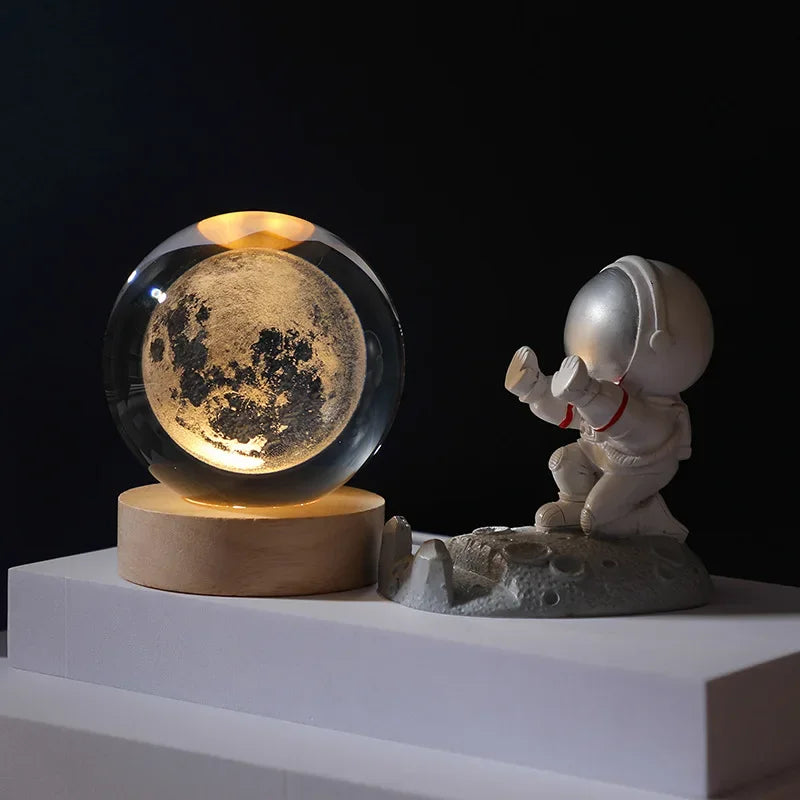 Galaxy Crystal Ball LED Night Light – 3D Moon Planet Lamp for Home Décor & Gifts
