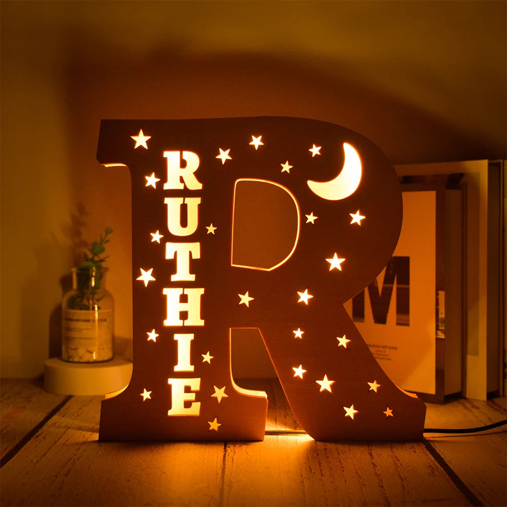 Custom Name LED Night Light – Personalised Star Wall Lamp for Bedroom, Nursery & Gift