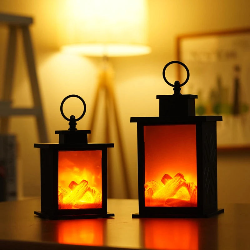 Portable LED Fireplace Lantern – Cozy, Flickering Flame Effect