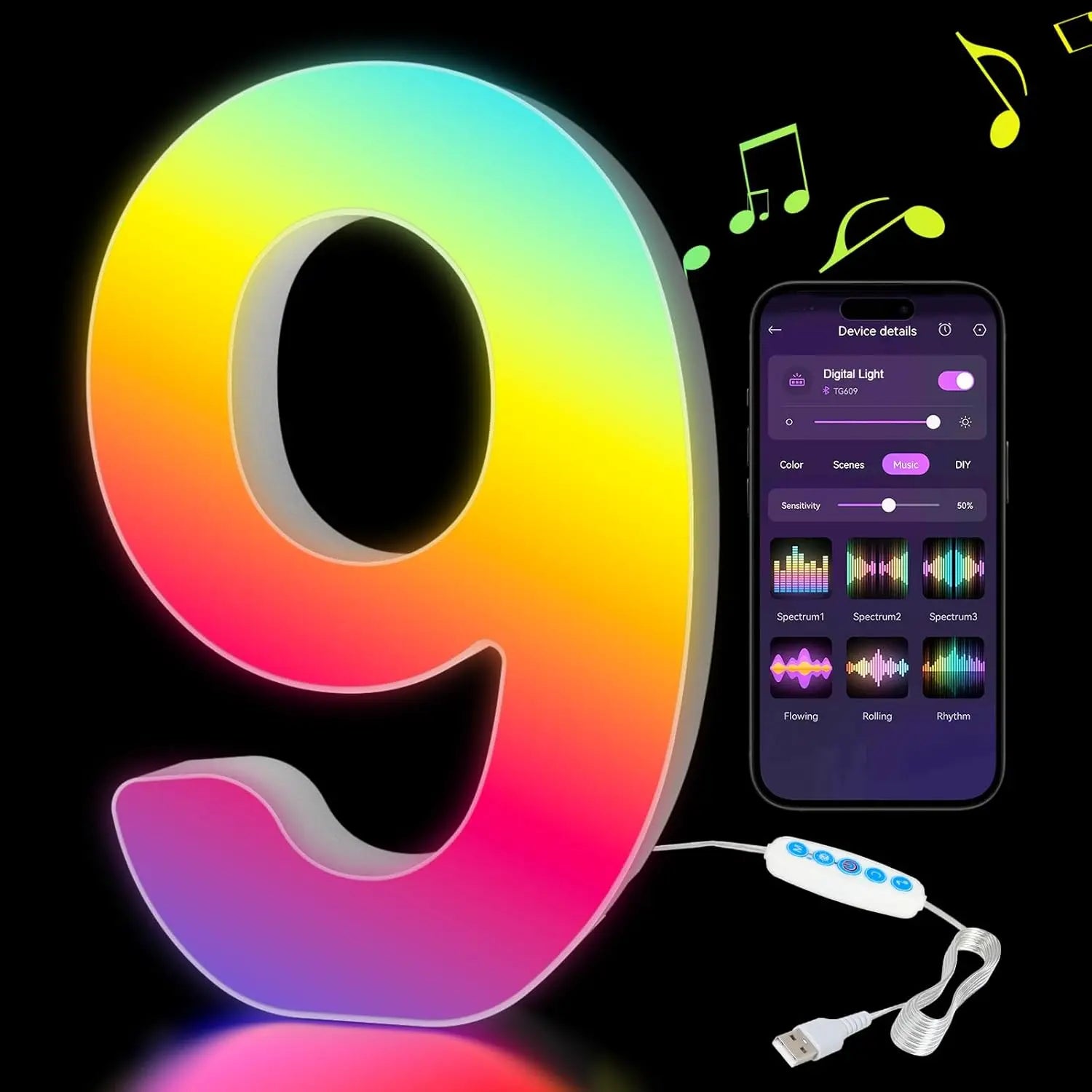 Smart LED Alphabet Letter Lights – App & Voice Controlled RGB Night Light for Bedroom Wall Décor