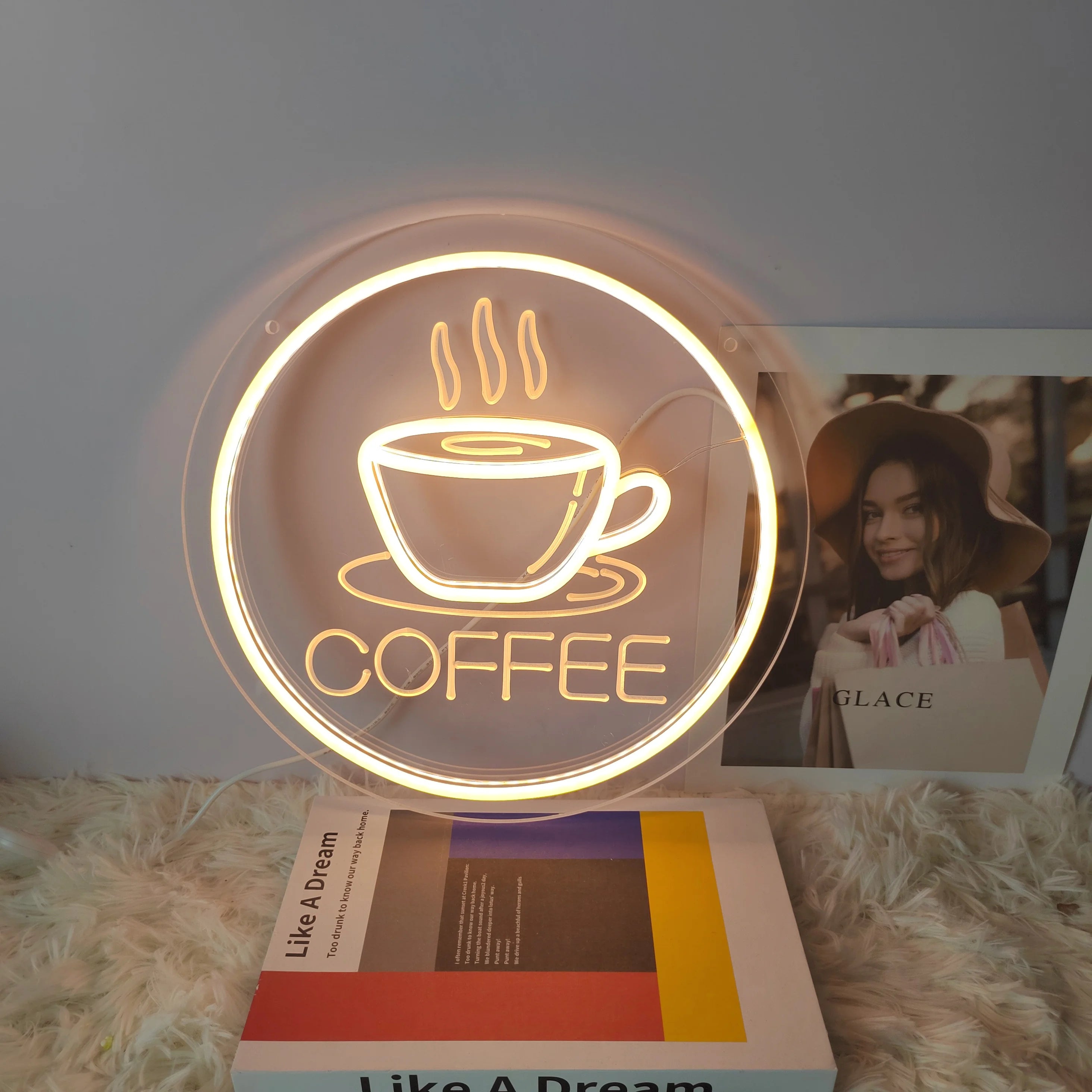 Fries Pizza Neon Wall Light USB shown as soft ambient home lighting
