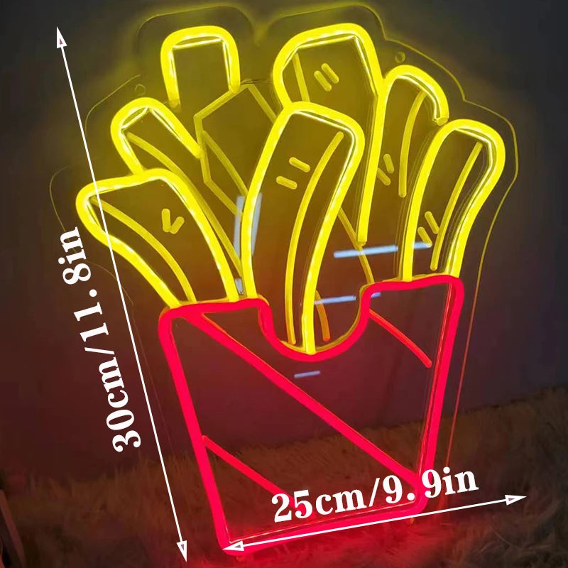Fries Pizza Neon Wall Light USB decorative lighting detail