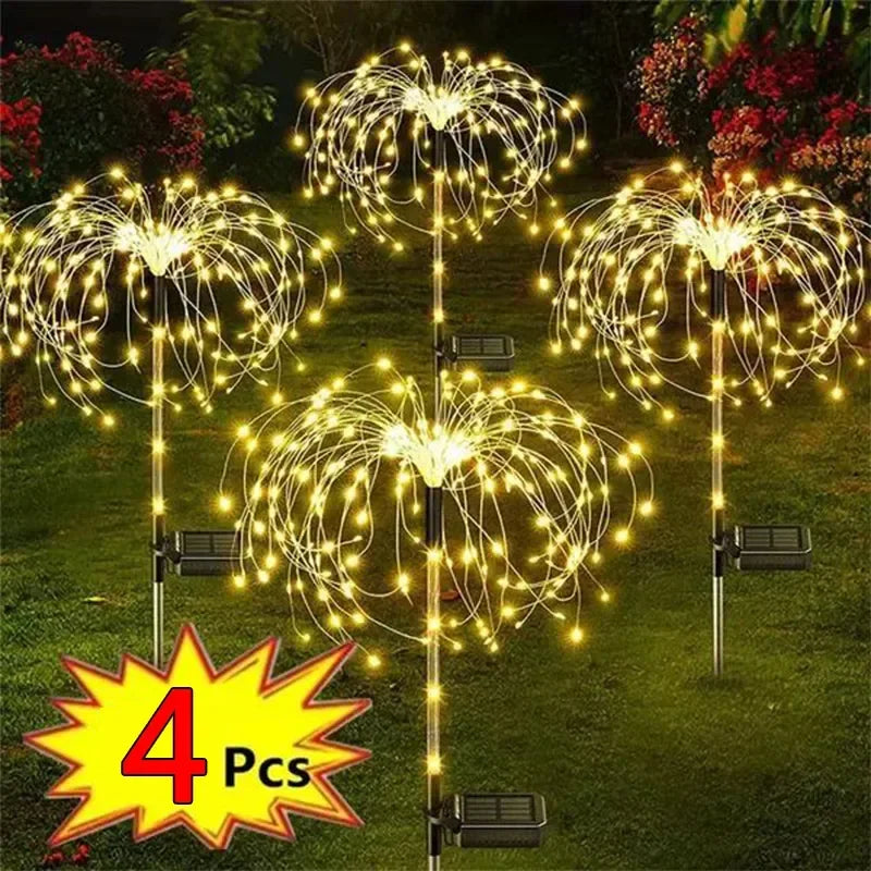 Solar Firework Burst Garden Stake Lights – Outdoor LED Pathway Décor