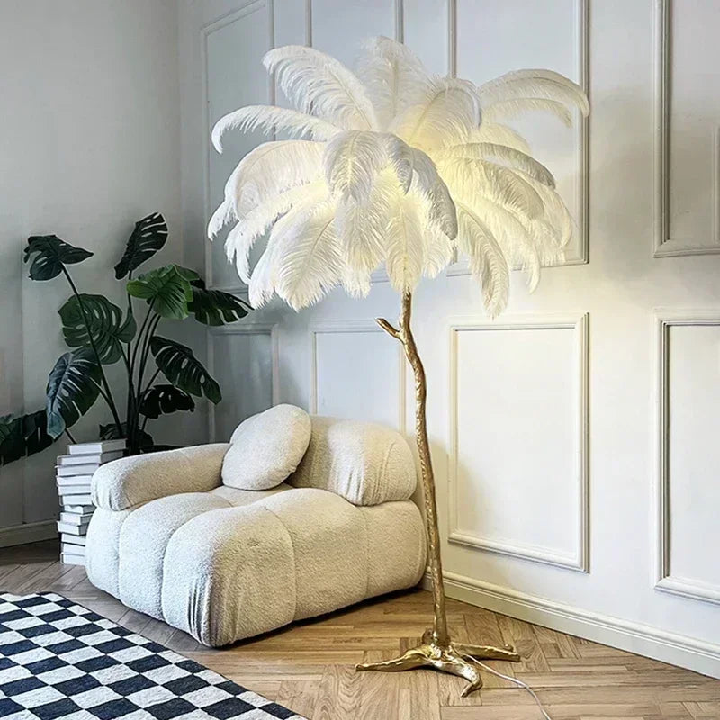 Novelty Animal Dimmable feather floor lamp for warm floor lighting