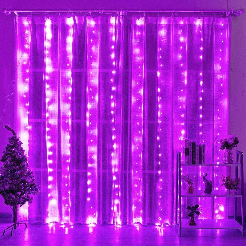 USB-powered curtain string lights