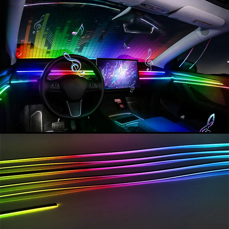 RGB Car Ambient Interior Lights – Full Colour LED Streamer Strip for Dashboard & Footwell