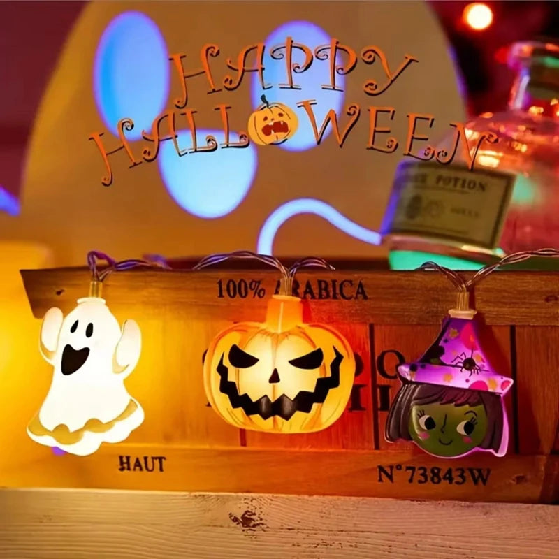 Halloween Party 3D Pumpkin, Ghost & Spider Web String Lights
